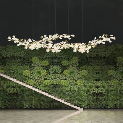 Luxury Ceramic Ginkgo Linear Chandelier - Zelno Lighting