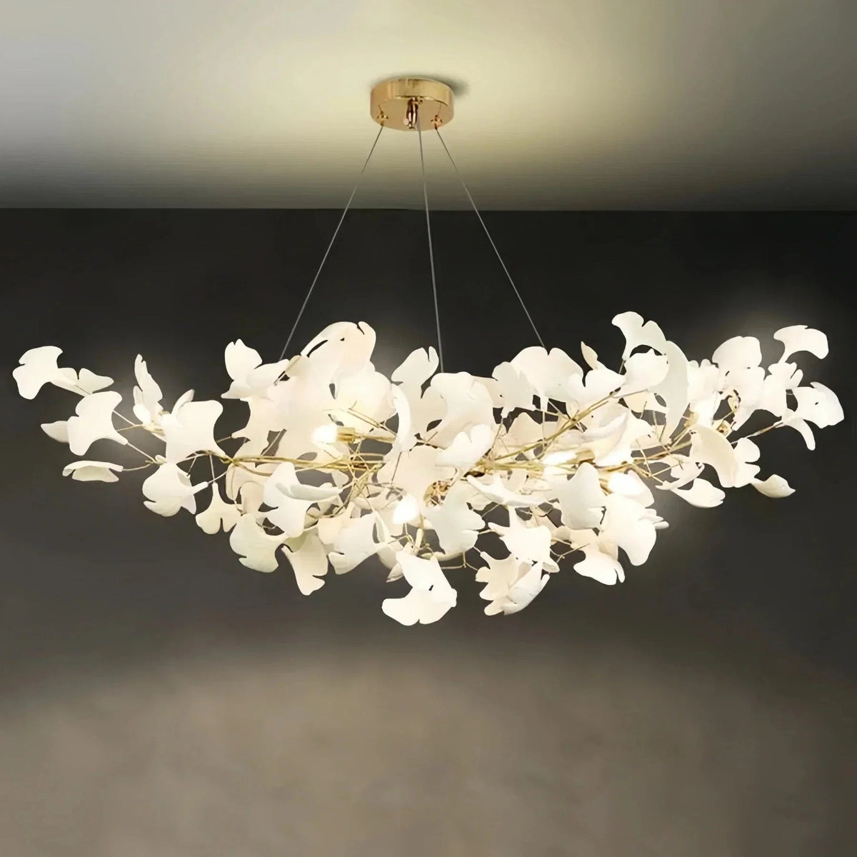 Luxury Ceramic Ginkgo Linear Chandelier - Zelno Lighting