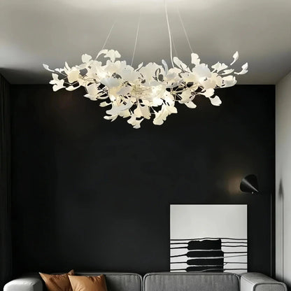 Luxury Ceramic Ginkgo Linear Chandelier - Zelno Lighting