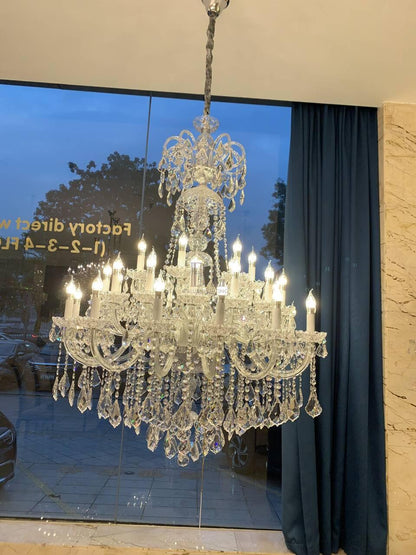 Luxury Classic Clear Crystal Chandelier for Foyer/Staircase/Entryway/Hallway - Zelno Lighting