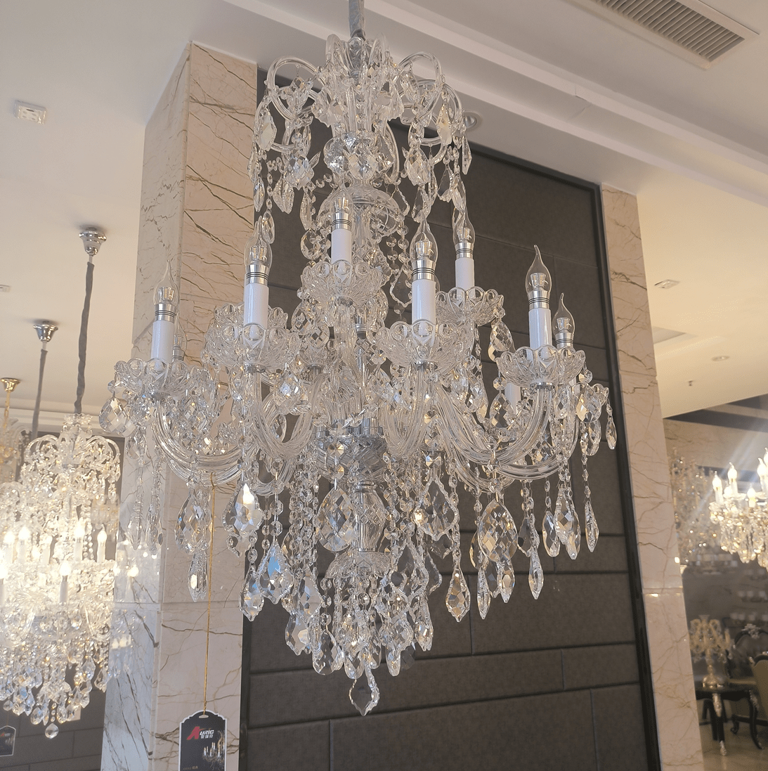 Luxury Classic Clear Crystal Chandelier for Foyer/Staircase/Entryway/Hallway - Zelno Lighting