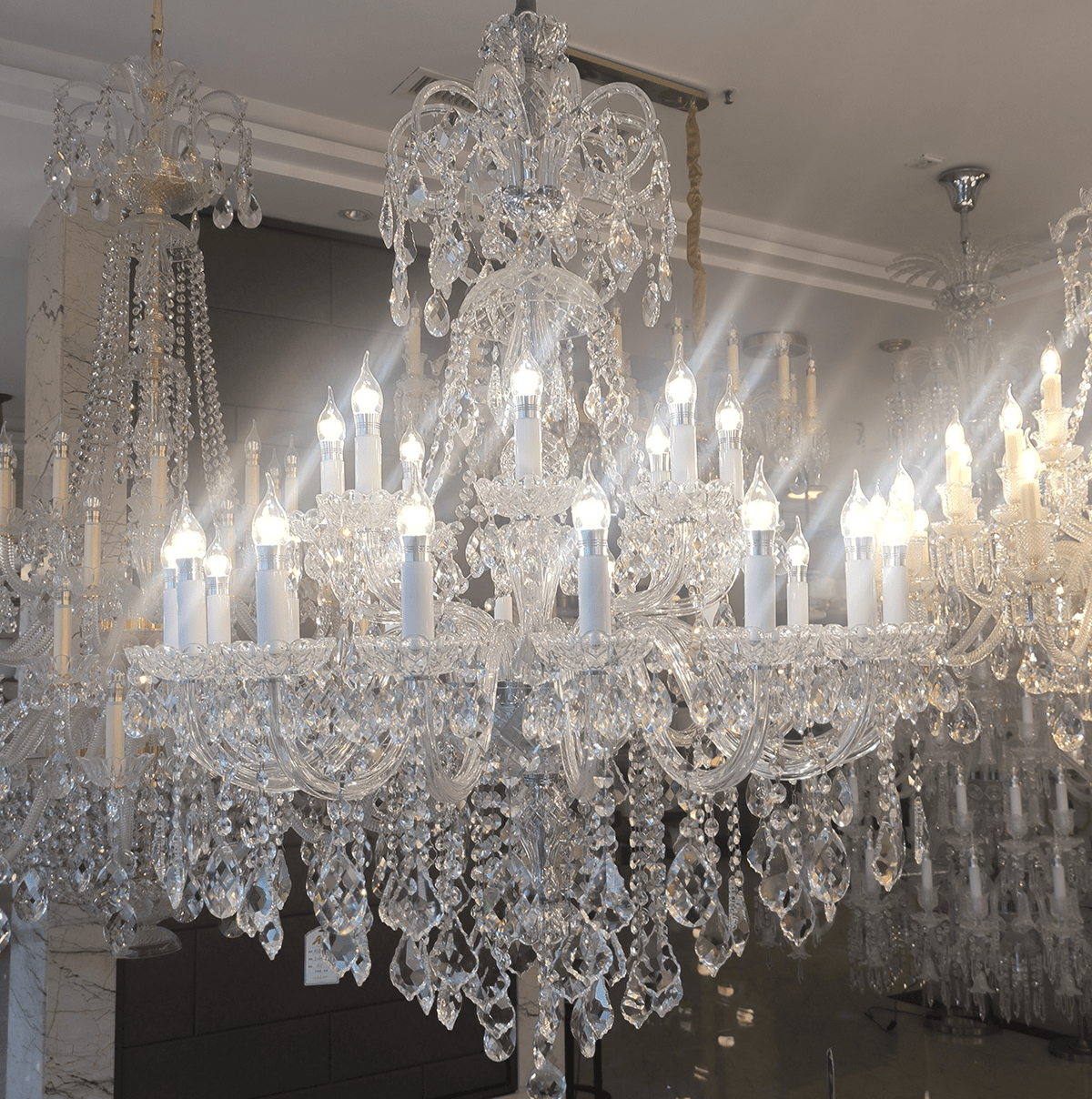 Luxury Classic Clear Crystal Chandelier for Foyer/Staircase/Entryway/Hallway - Zelno Lighting