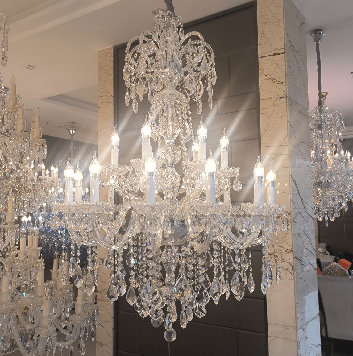 Luxury Classic Clear Crystal Chandelier for Foyer/Staircase/Entryway/Hallway - Zelno Lighting