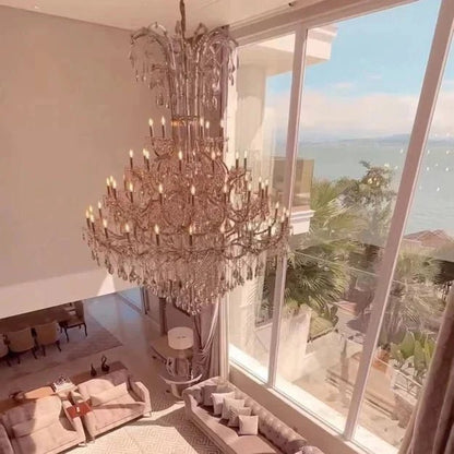 Luxury Classic Multi-layers Candle Crystal Dimmable Tiered Chandelier in Gold/Silver Finish - Zelno Lighting