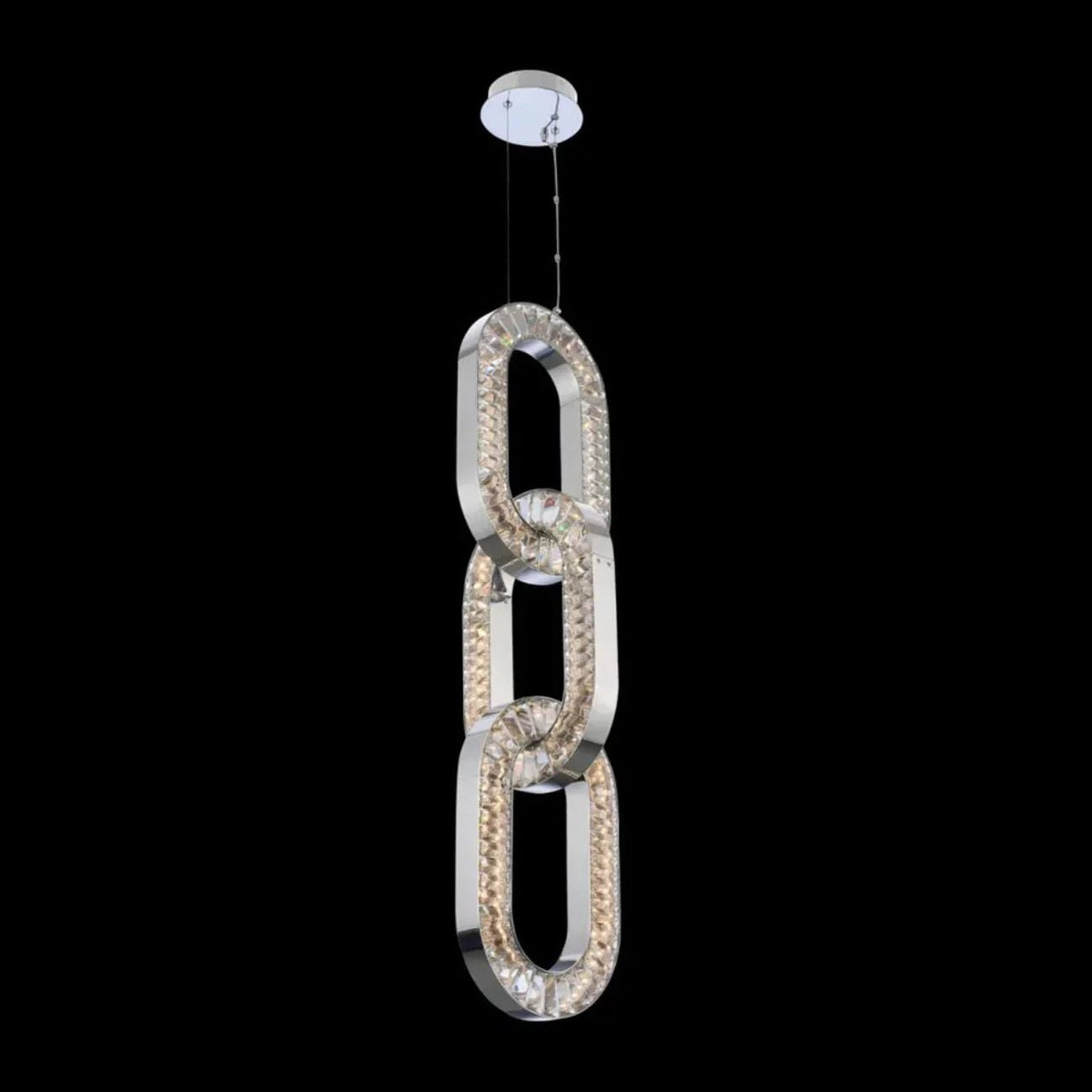 Luxury Crystal and Metal Chain Pendant Chandelier for High Ceilings with Modern Finish - Zelno Lighting