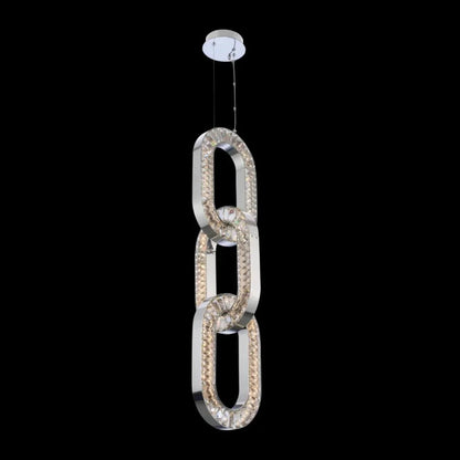 Luxury Crystal and Metal Chain Pendant Chandelier for High Ceilings with Modern Finish - Zelno Lighting