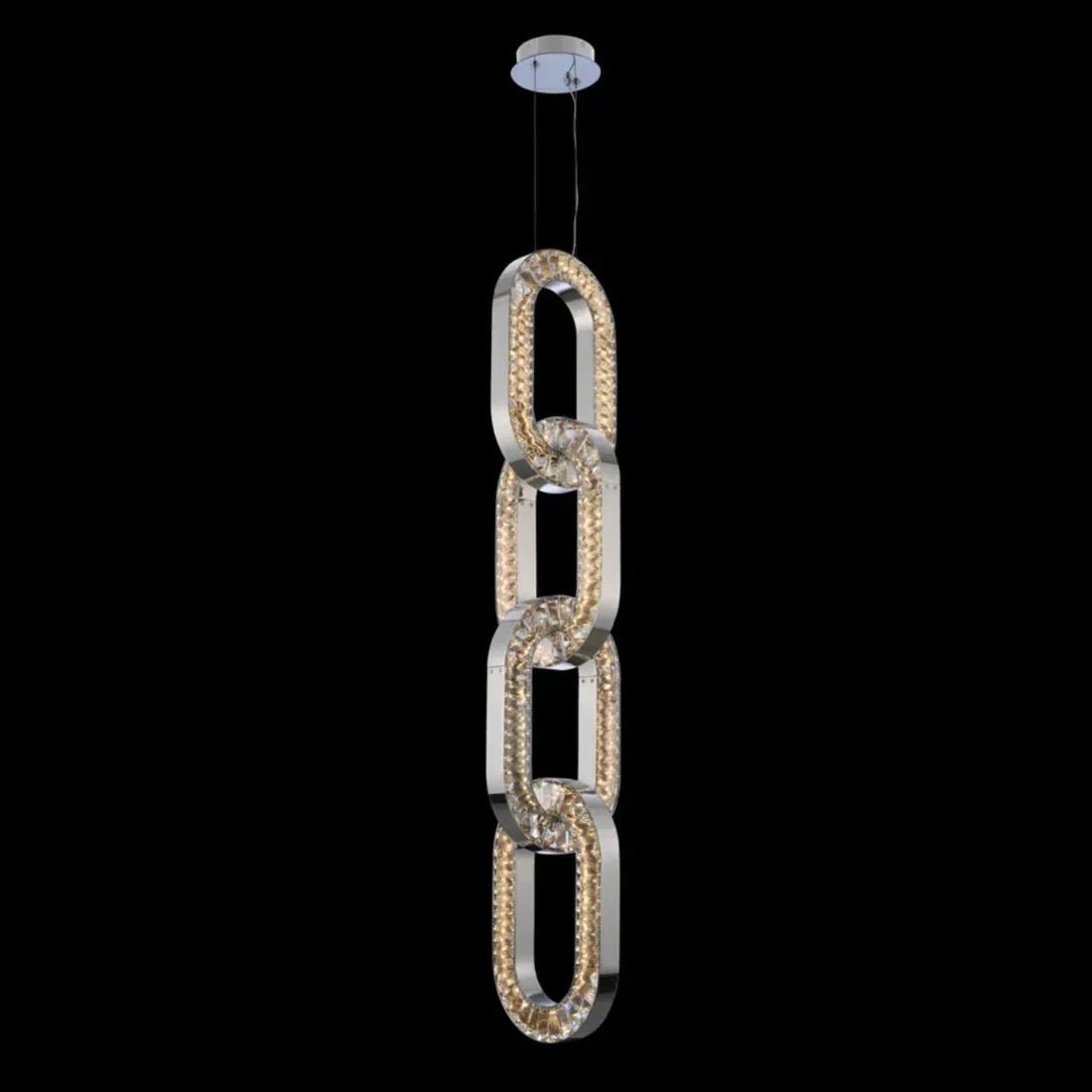 Luxury Crystal and Metal Chain Pendant Chandelier for High Ceilings with Modern Finish - Zelno Lighting
