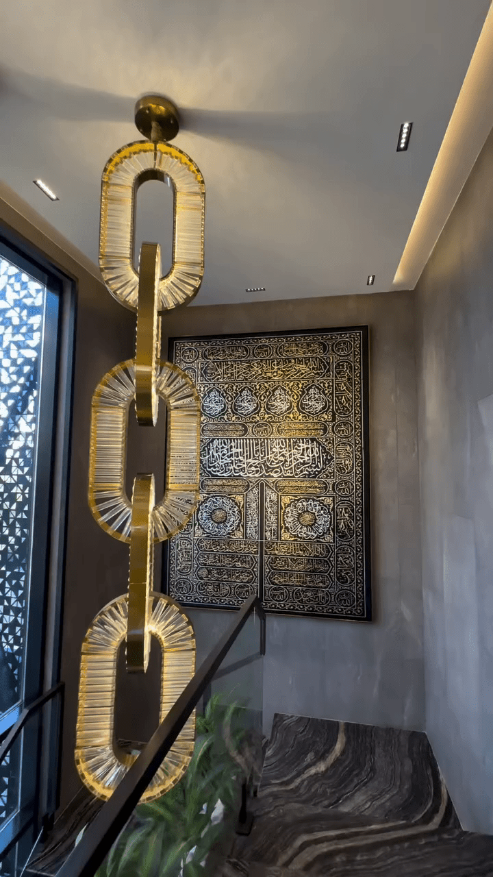 Luxury Crystal and Metal Chain Pendant Chandelier for High Ceilings with Modern Finish - Zelno Lighting