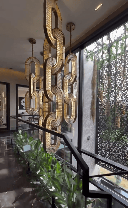 Luxury Crystal and Metal Chain Pendant Chandelier for High Ceilings with Modern Finish - Zelno Lighting