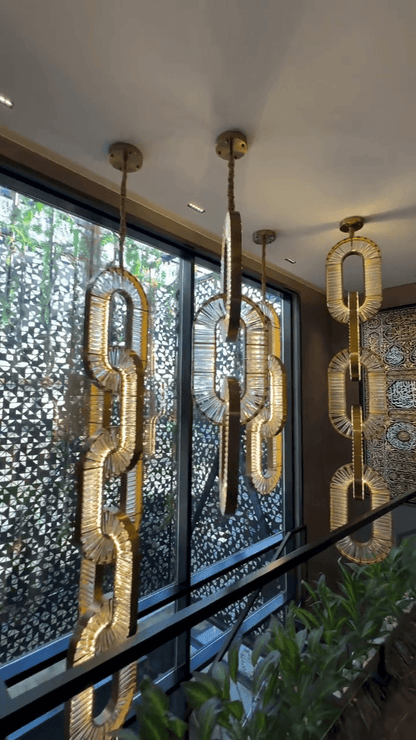 Luxury Crystal and Metal Chain Pendant Chandelier for High Ceilings with Modern Finish - Zelno Lighting
