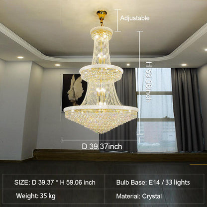 Luxury Crystal Chandelier for Grand Villa Hall and Duplex Staircase Lighting - Zelno Lighting