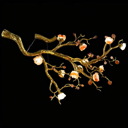 Luxury Elegant Golden Branch Blossom Twig Natural Crystal Lighting Set - Zelno Lighting