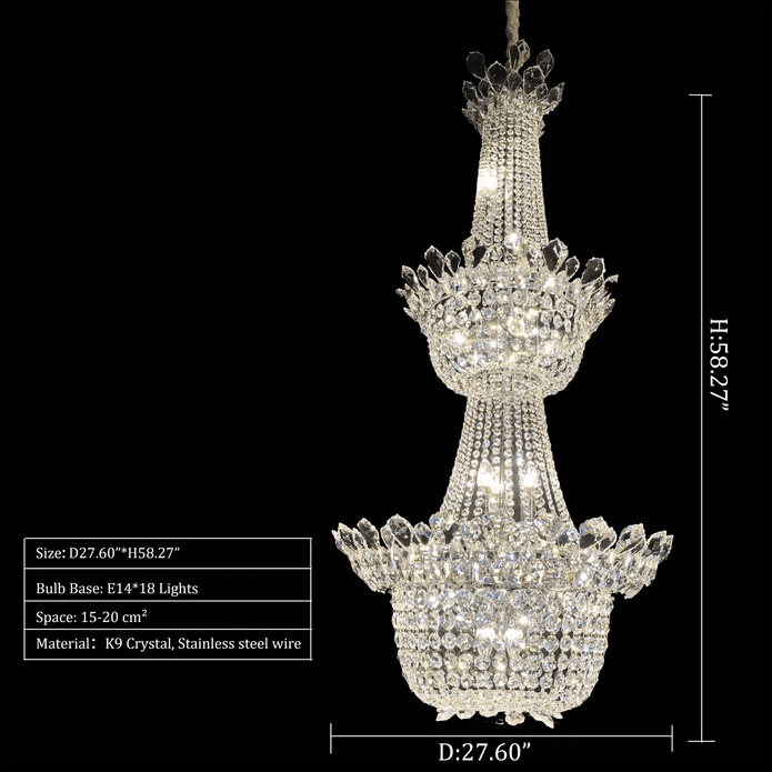 Luxury Empire Branch Crystal Chandelier Pendant Light for Entryway and Foyer - Zelno Lighting