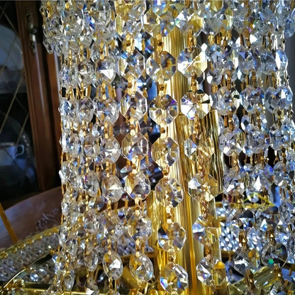 Luxury Empire Foyer K9 Crystal Chandelier Light Fixture In Gold/ Chrome Finish - Zelno Lighting