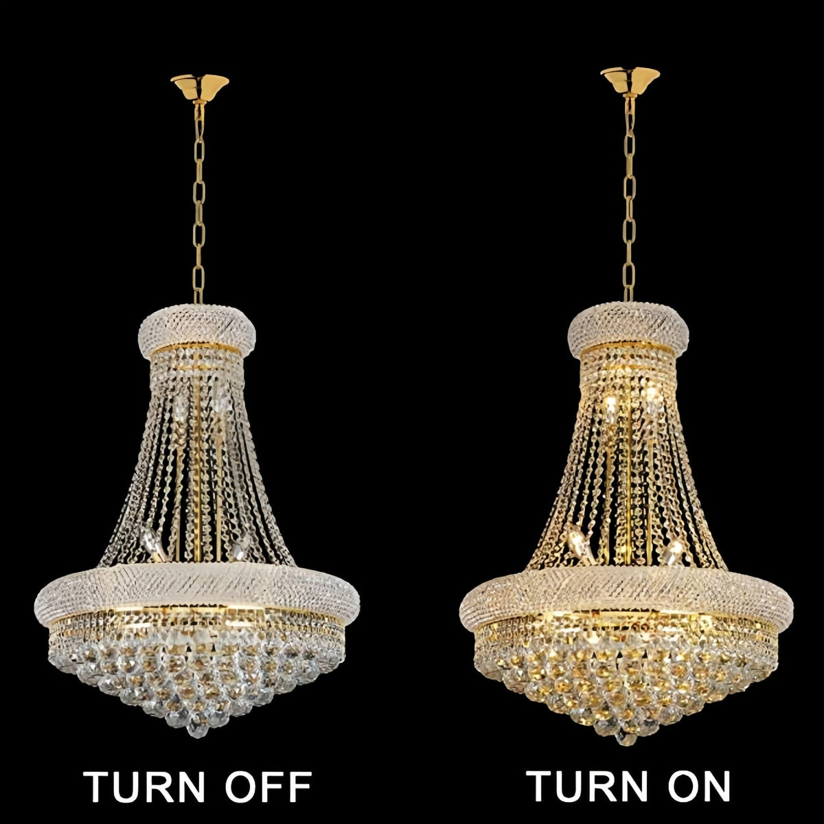 Luxury Empire Foyer K9 Crystal Chandelier Light Fixture In Gold/ Chrome Finish - Zelno Lighting