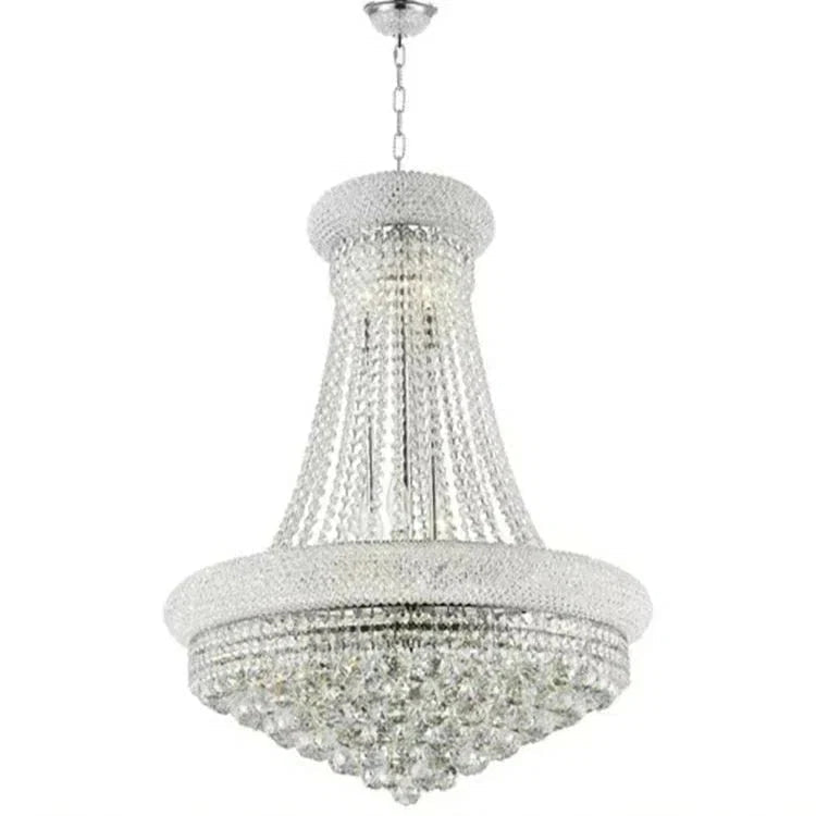 Luxury Empire Foyer K9 Crystal Chandelier Light Fixture In Gold/ Chrome Finish - Zelno Lighting