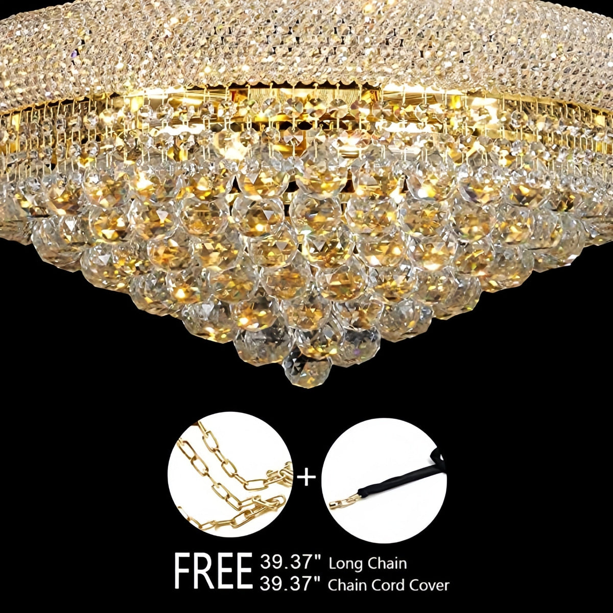 Luxury Empire Foyer K9 Crystal Chandelier Light Fixture In Gold/ Chrome Finish - Zelno Lighting