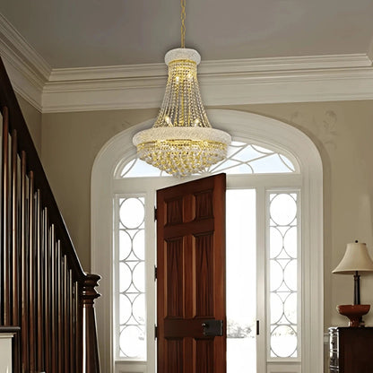 Luxury Empire Foyer K9 Crystal Chandelier Light Fixture In Gold/ Chrome Finish - Zelno Lighting