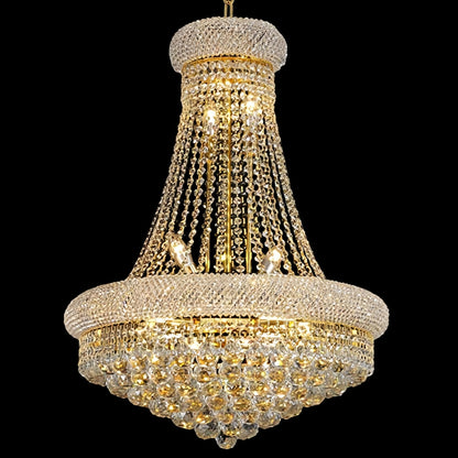 Luxury Empire Foyer K9 Crystal Chandelier Light Fixture In Gold/ Chrome Finish - Zelno Lighting
