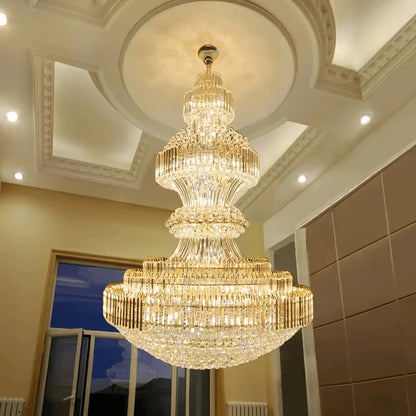 Luxury Extra Large Crystal Chandelier Round Ceiling Light Fixture for Foyer, Entryway & Entrance - Zelno Lighting