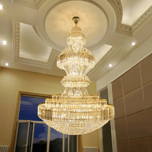 Luxury Extra Large Crystal Chandelier Round Ceiling Light Fixture for Foyer, Entryway & Entrance - Zelno Lighting