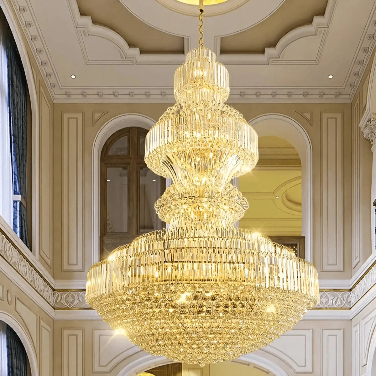 Luxury Extra Large Crystal Chandelier Round Ceiling Light Fixture for Foyer, Entryway & Entrance - Zelno Lighting