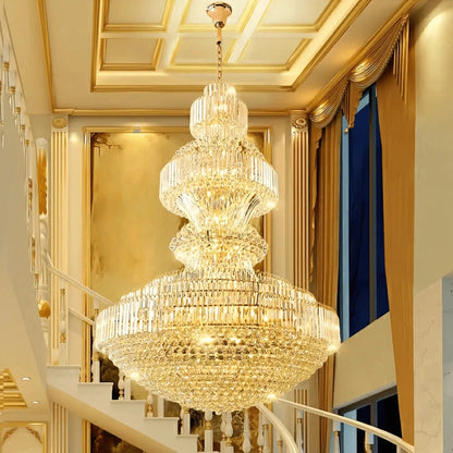 Luxury Extra Large Crystal Chandelier Round Ceiling Light Fixture for Foyer, Entryway & Entrance - Zelno Lighting