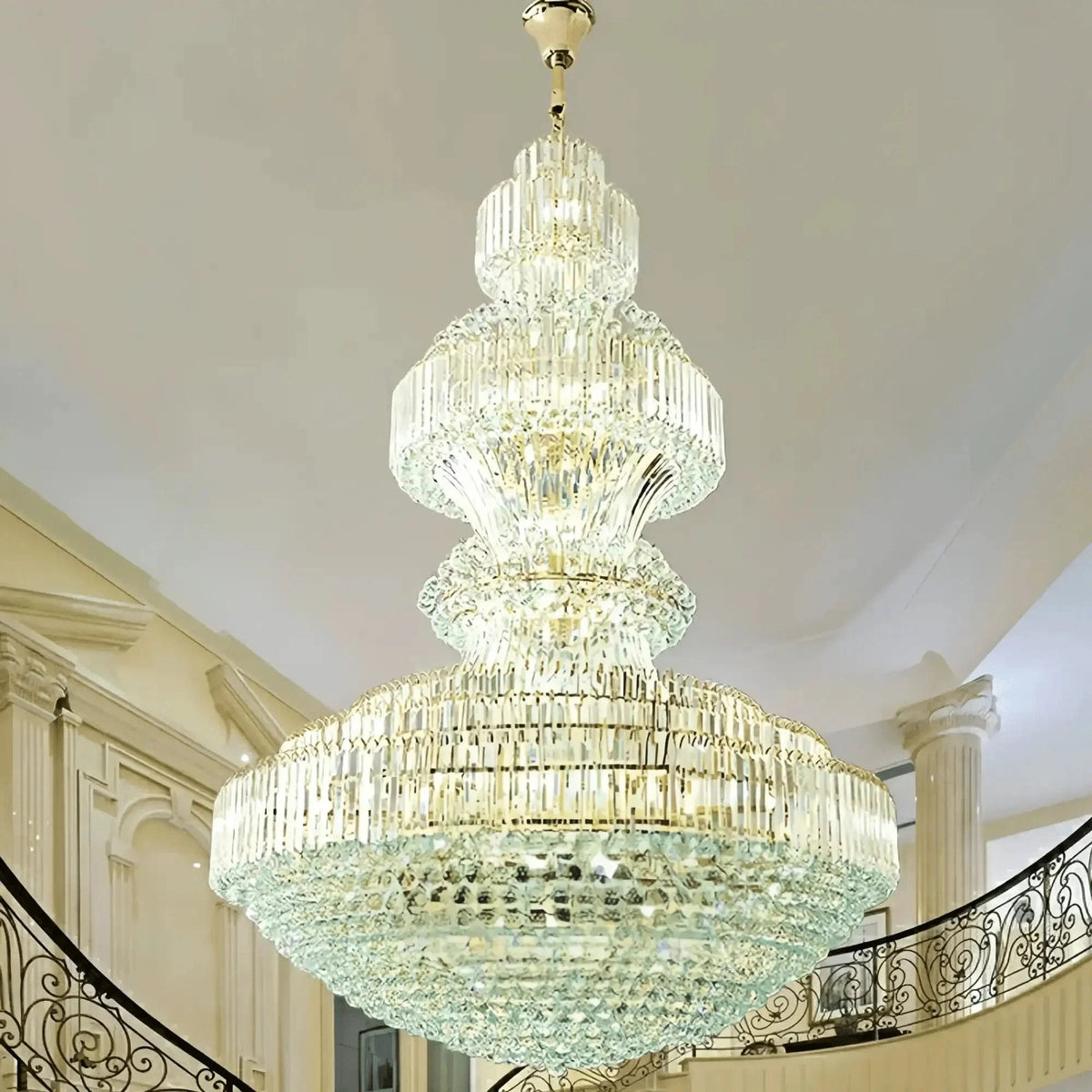 Luxury Extra Large Crystal Chandelier Round Ceiling Light Fixture for Foyer, Entryway & Entrance - Zelno Lighting