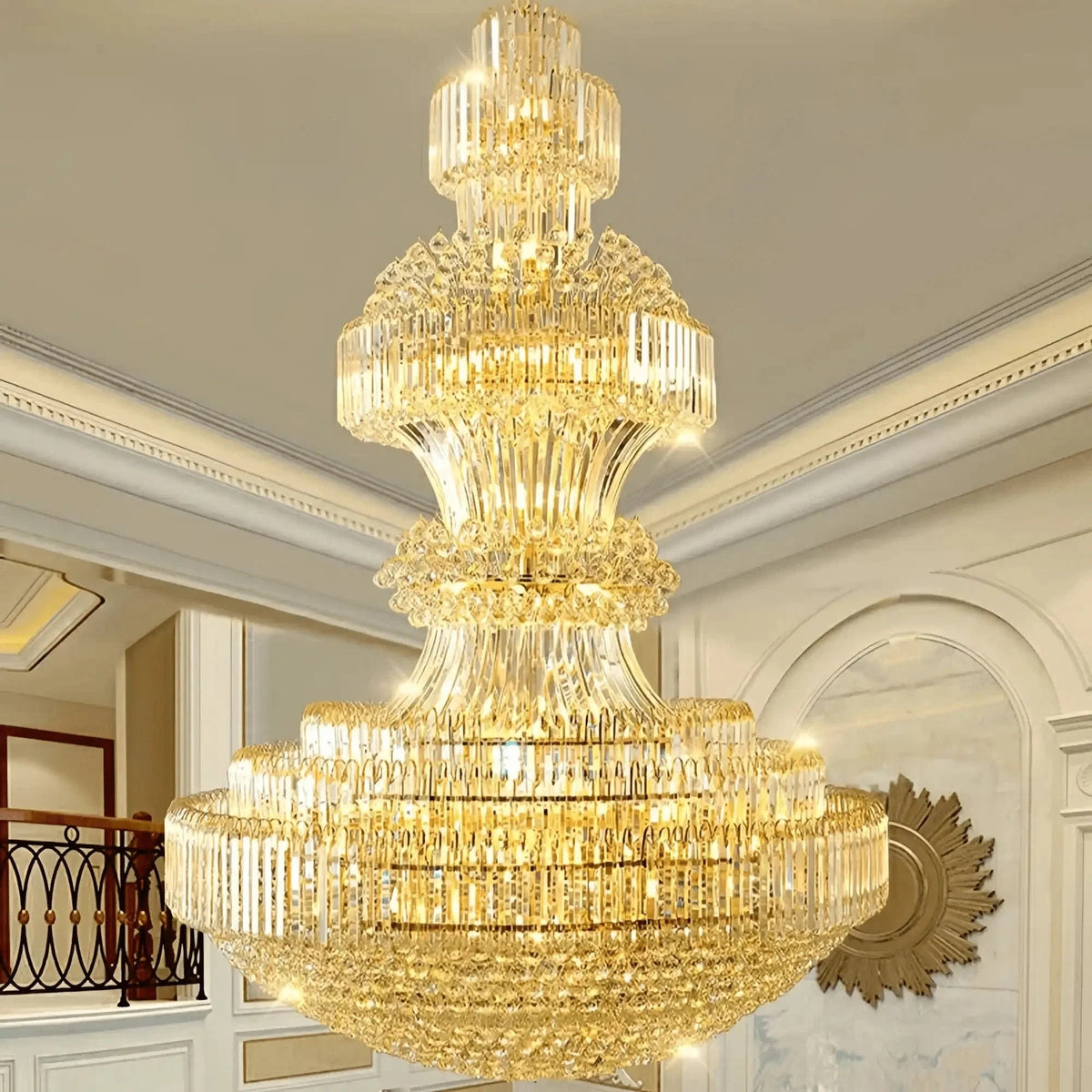 Luxury Extra Large Crystal Chandelier Round Ceiling Light Fixture for Foyer, Entryway & Entrance - Zelno Lighting
