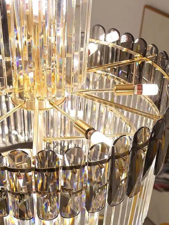 Luxury Extra Large Foyer Spiral Staircase Chandelier Long Crystal Ceiling Light Fixture For Living Room Hall Entrance - Zelno Lighting