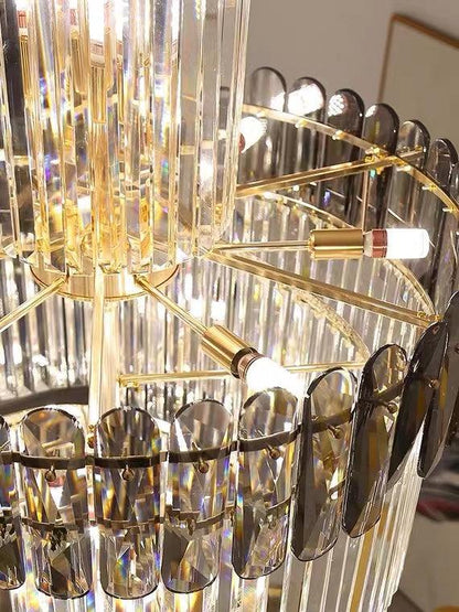 Luxury Extra Large Foyer Spiral Staircase Chandelier Long Crystal Ceiling Light Fixture For Living Room Hall Entrance - Zelno Lighting