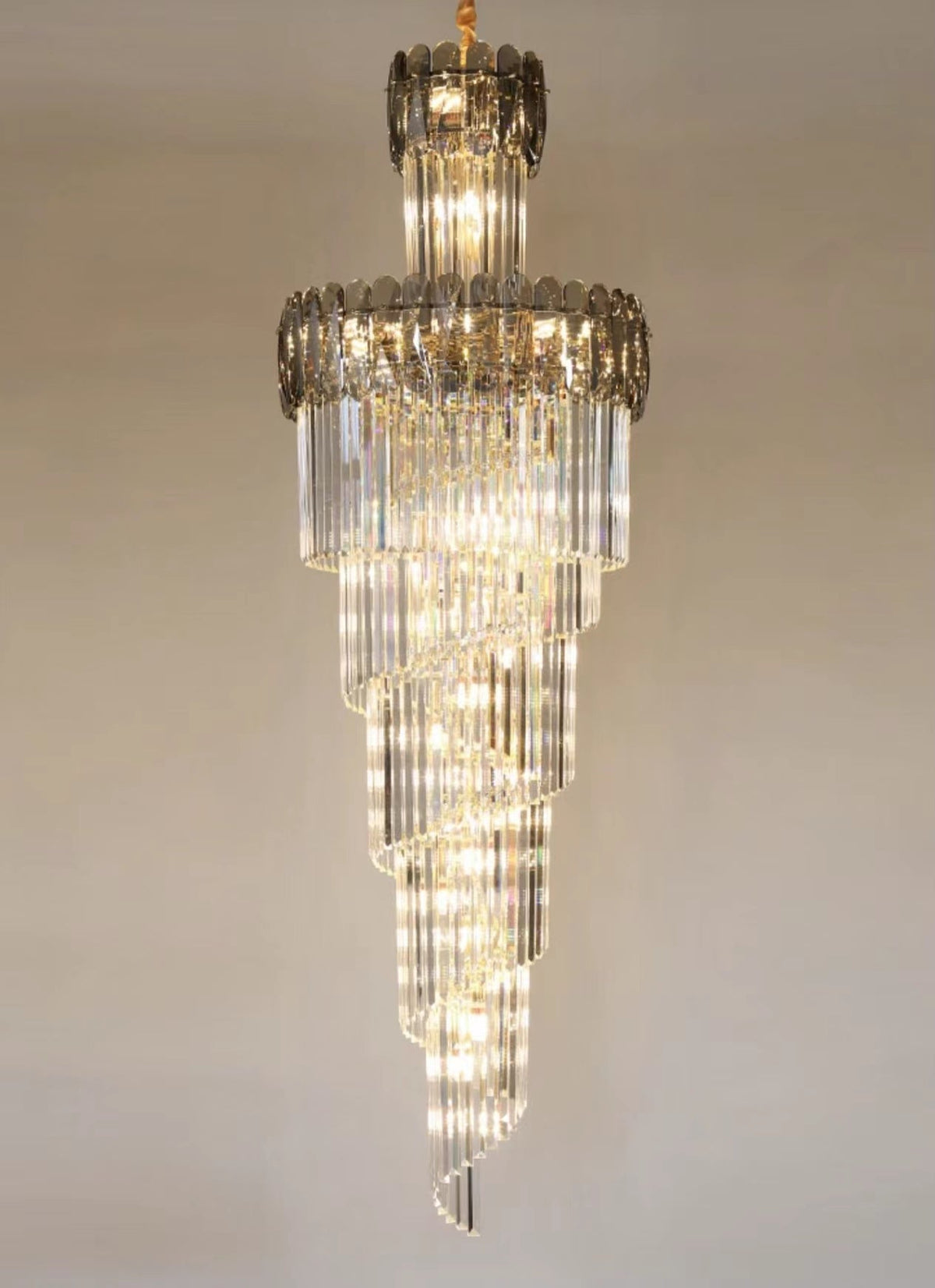 Luxury Extra Large Foyer Spiral Staircase Chandelier Long Crystal Ceiling Light Fixture For Living Room Hall Entrance - Zelno Lighting
