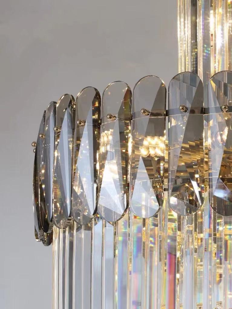 Luxury Extra Large Foyer Spiral Staircase Chandelier Long Crystal Ceiling Light Fixture For Living Room Hall Entrance - Zelno Lighting