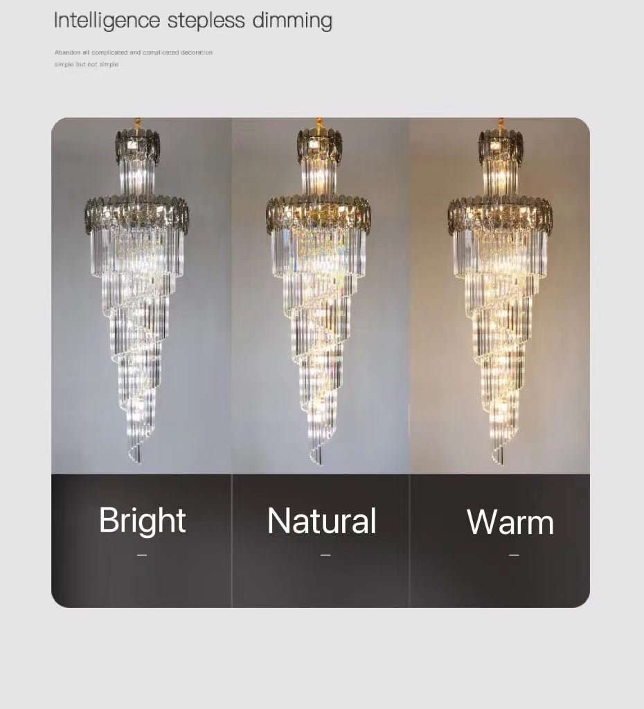 Luxury Extra Large Foyer Spiral Staircase Chandelier Long Crystal Ceiling Light Fixture For Living Room Hall Entrance - Zelno Lighting