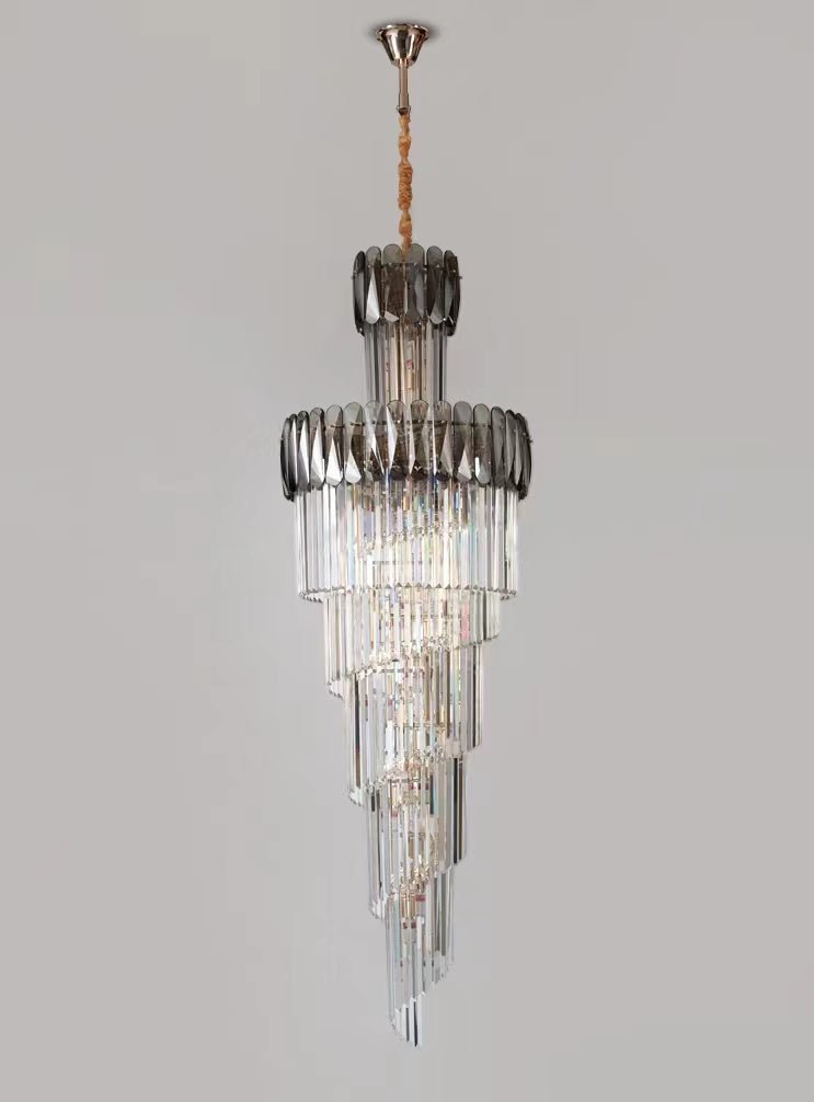Luxury Extra Large Foyer Spiral Staircase Chandelier Long Crystal Ceiling Light Fixture For Living Room Hall Entrance - Zelno Lighting