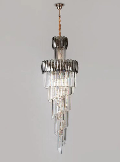 Luxury Extra Large Foyer Spiral Staircase Chandelier Long Crystal Ceiling Light Fixture For Living Room Hall Entrance - Zelno Lighting
