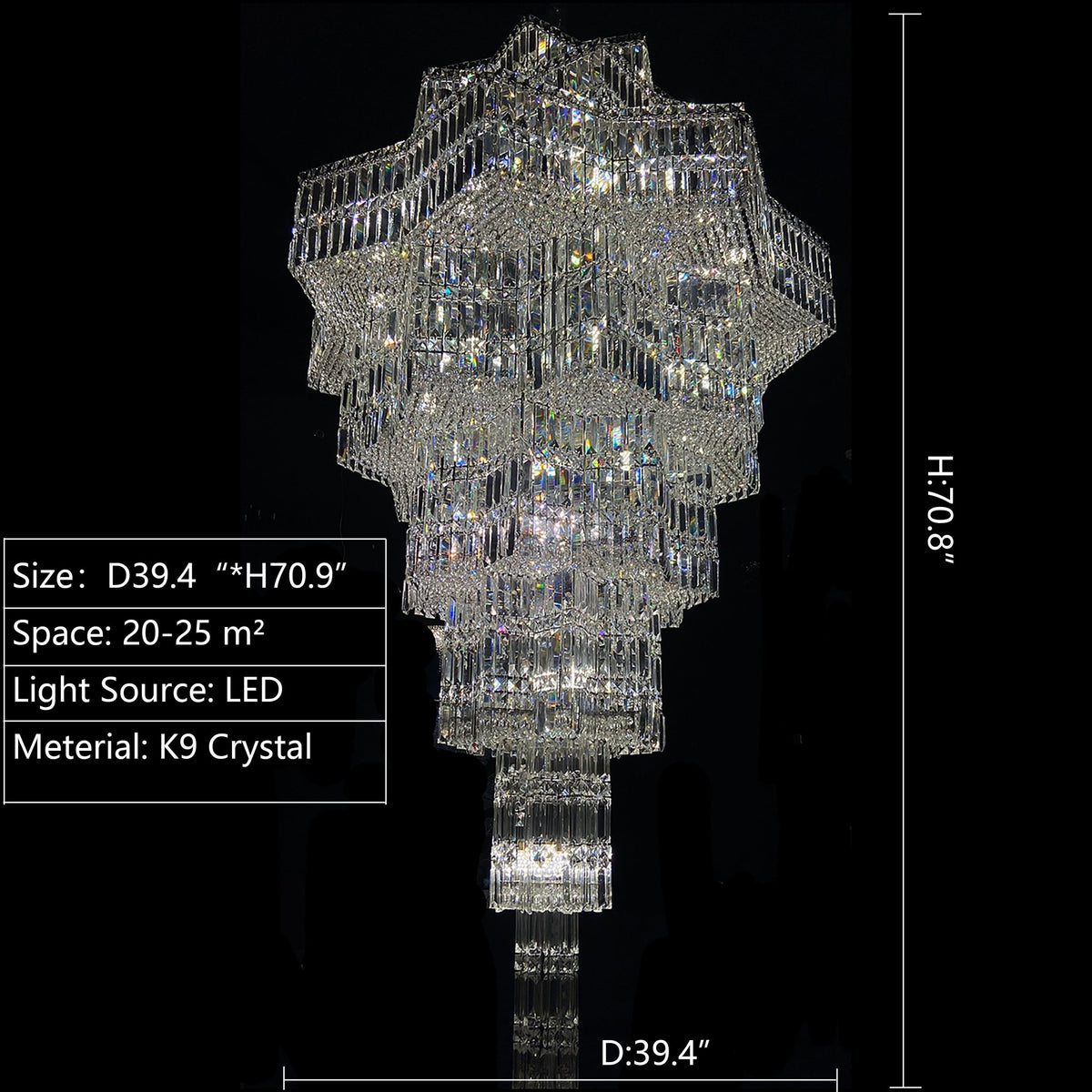 Luxury Extra Large Plaza Multi-Tier Crystal Chandelier For Hotel Hall / 2 Story Foyer / High Ceiling Living Room - Zelno Lighting