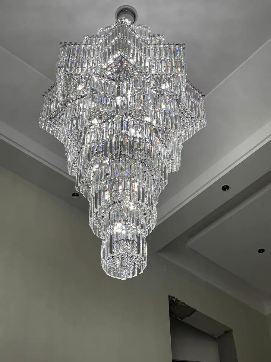 Luxury Extra Large Plaza Multi-Tier Crystal Chandelier For Hotel Hall / 2 Story Foyer / High Ceiling Living Room - Zelno Lighting
