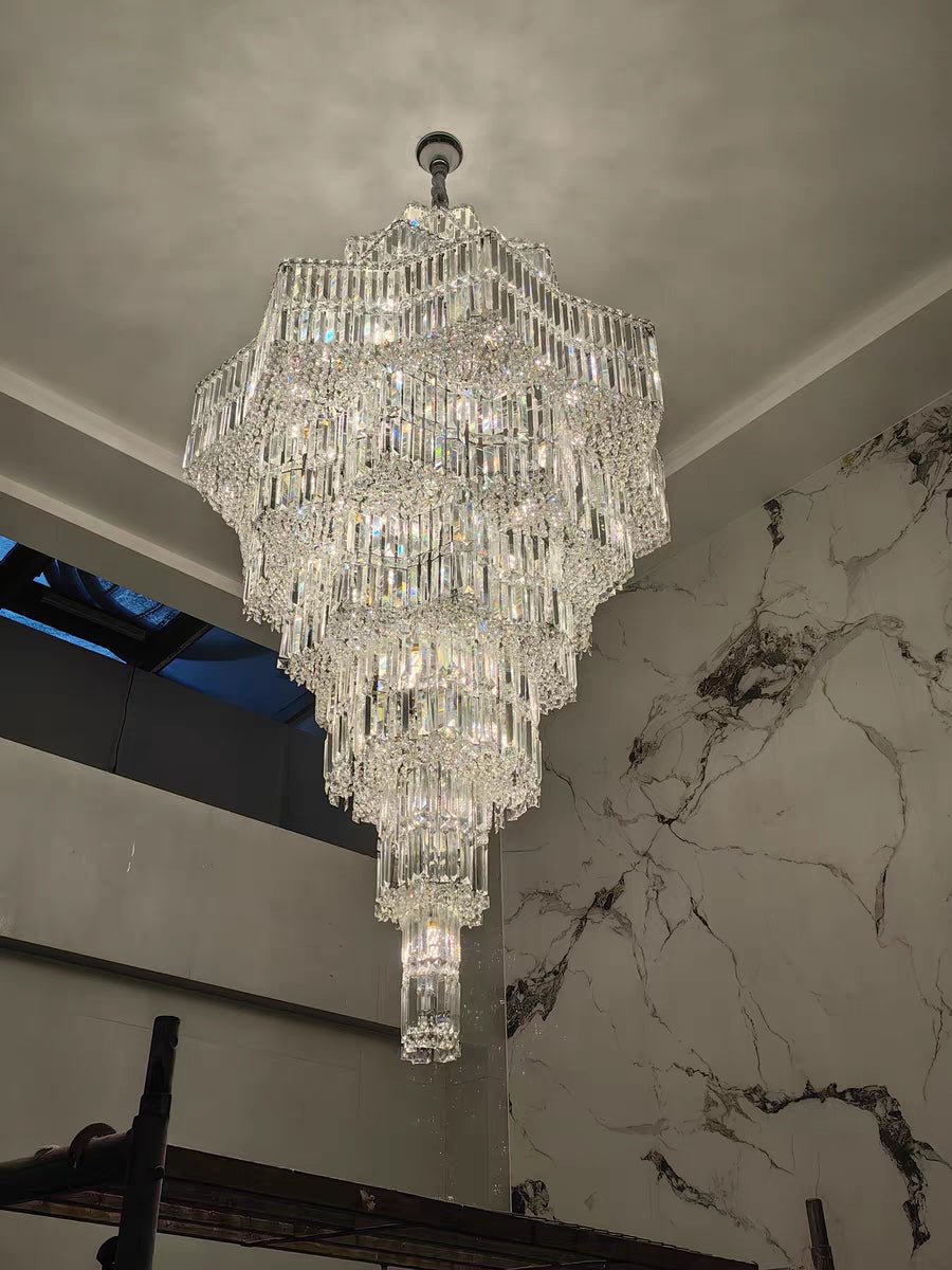 Luxury Extra Large Plaza Multi-Tier Crystal Chandelier For Hotel Hall / 2 Story Foyer / High Ceiling Living Room - Zelno Lighting