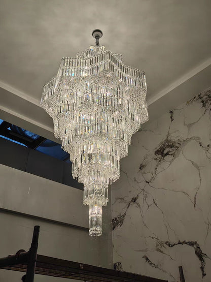 Luxury Extra Large Plaza Multi-Tier Crystal Chandelier For Hotel Hall / 2 Story Foyer / High Ceiling Living Room - Zelno Lighting