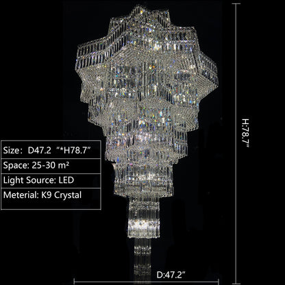 Luxury Extra Large Plaza Multi-Tier Crystal Chandelier For Hotel Hall / 2 Story Foyer / High Ceiling Living Room - Zelno Lighting