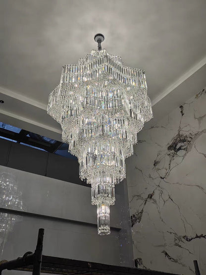 Luxury Extra Large Plaza Multi-Tier Crystal Chandelier For Hotel Hall / 2 Story Foyer / High Ceiling Living Room - Zelno Lighting