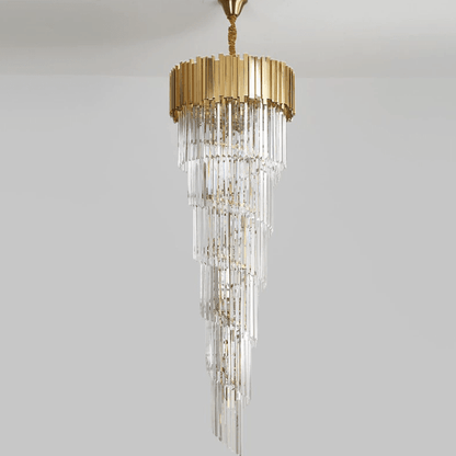 Luxury Gold Spiral Crystal Chandelier for Staircase/Foyer/Entryway - Zelno Lighting