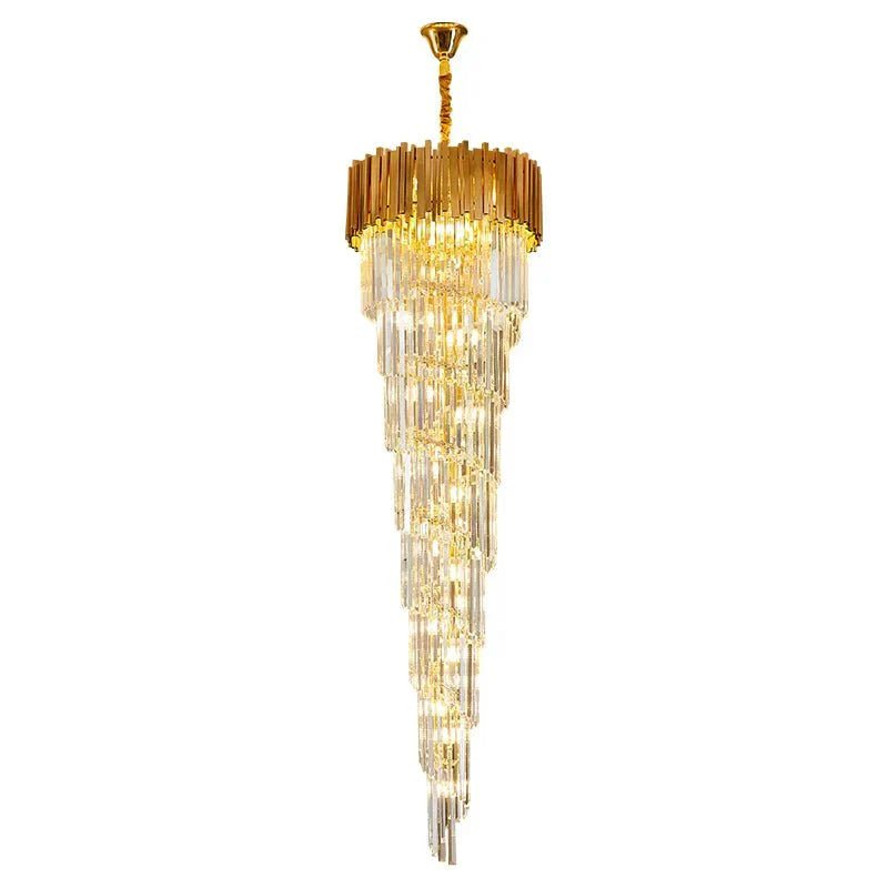 Luxury Gold Spiral Crystal Chandelier for Staircase/Foyer/Entryway - Zelno Lighting