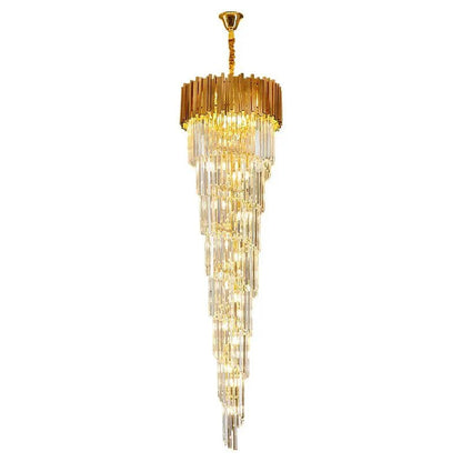 Luxury Gold Spiral Crystal Chandelier for Staircase/Foyer/Entryway - Zelno Lighting