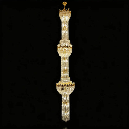 Luxury Majesty Grand Crown Top Cascading Long Tiered Crystal Chandelier - Zelno Lighting
