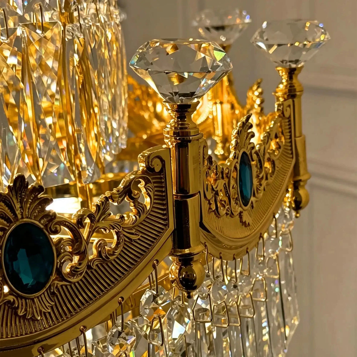 Luxury Majesty Grand Crown Top Cascading Long Tiered Crystal Chandelier - Zelno Lighting
