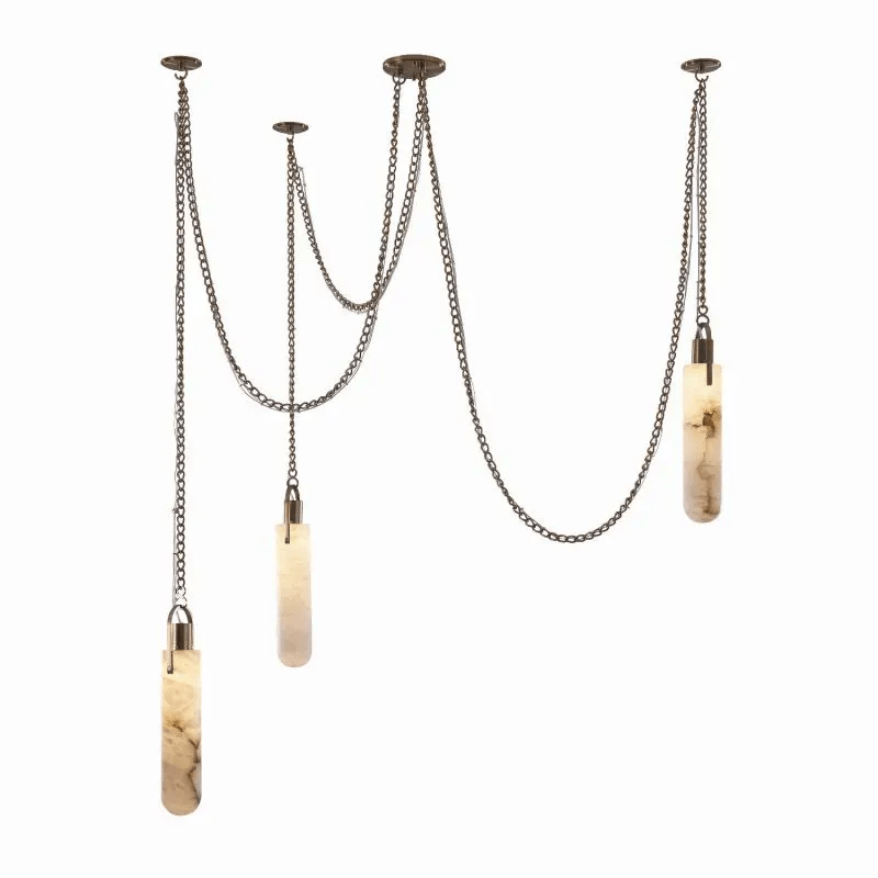 Luxury Modern Alabaster Flint 5 Light LED Multi-Drop Pendant - Zelno