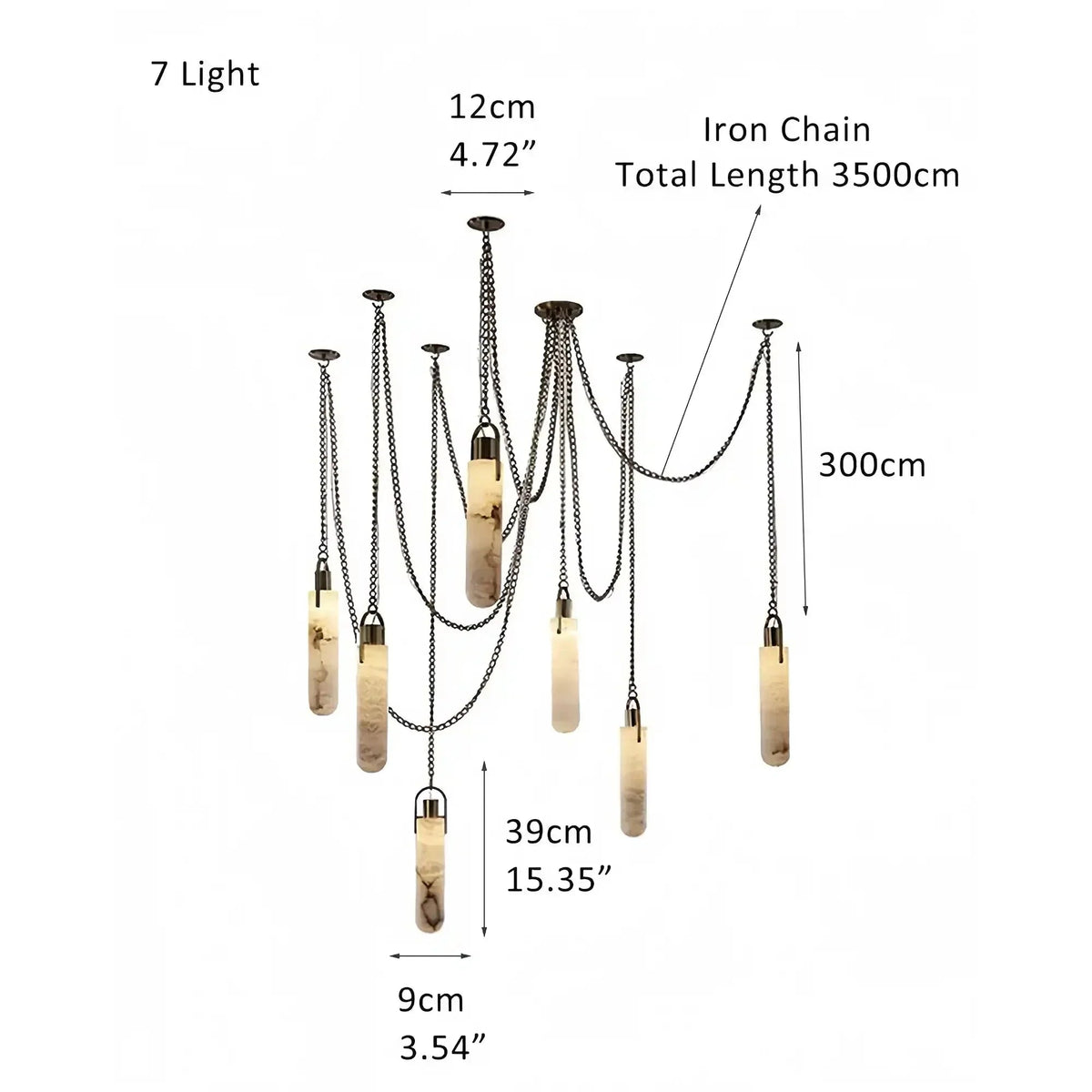 Luxury Modern Alabaster Flint 5 Light LED Multi-Drop Pendant - Zelno