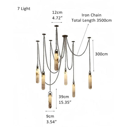 Luxury Modern Alabaster Flint 5 Light LED Multi-Drop Pendant - Zelno